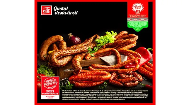 Gama de cârnați ”Plin de Carne” de la ELIT a fost votată ca ”Produs al Anului 2023”