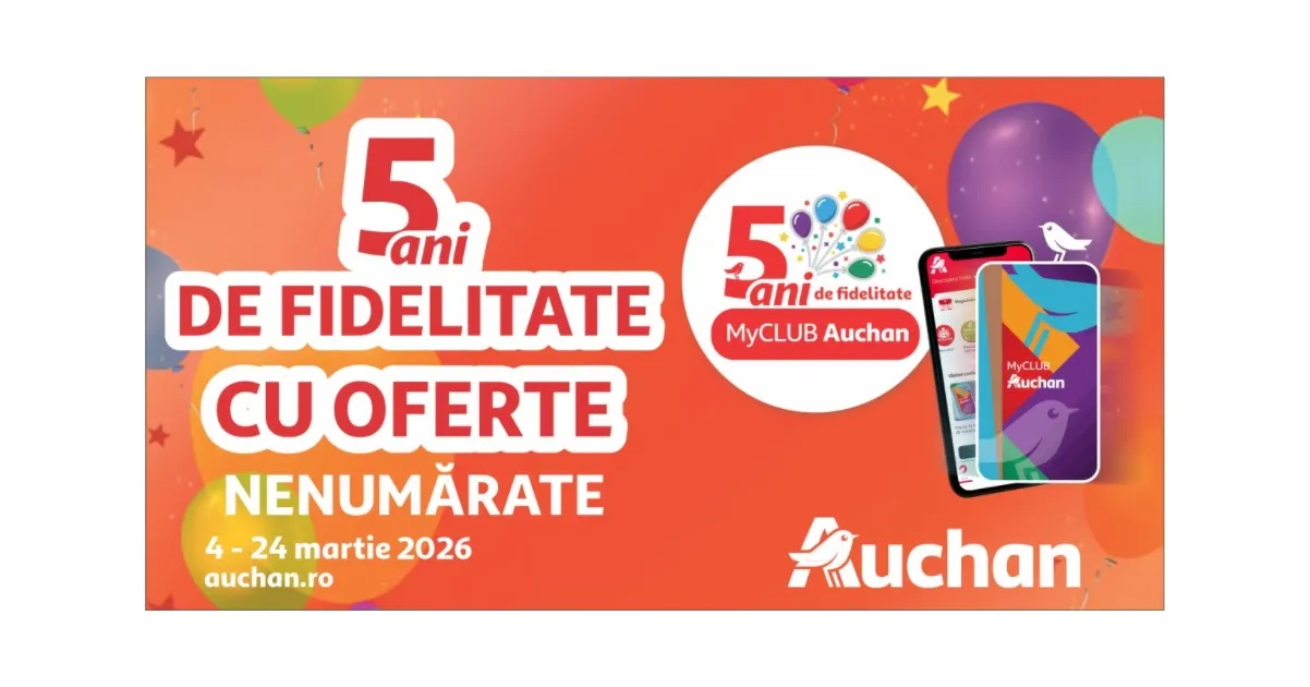Programul de fidelitate MyCLUB Auchan marchează în această primăvară 5 ani de la lansare, consolidându-și poziția ca unul dintre cele mai puternice programe de loialitate din retailul românesc. Astăzi, peste 60% din totalul cumpărăturilor zilnice realizate în magazinele Auchan sunt efectuate folosind cardul de fidelitate, iar comunitatea MyCLUB numără peste 2 milioane de membri activi.