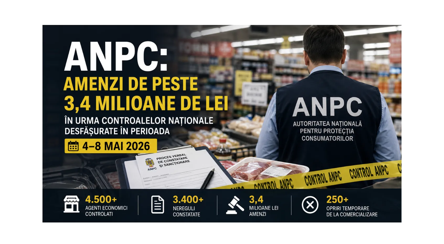 Potrivit datelor publicate de instituție, au fost controlați peste 1.300 de operatori economici pentru evaluarea gradului de conformare la legislația privind protecția consumatorilor.