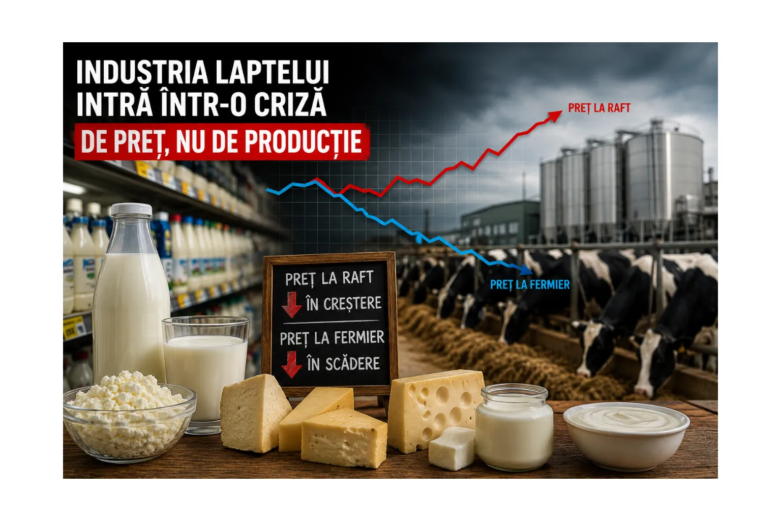 Industria laptelui intră într-o criză de preț, nu de producție
