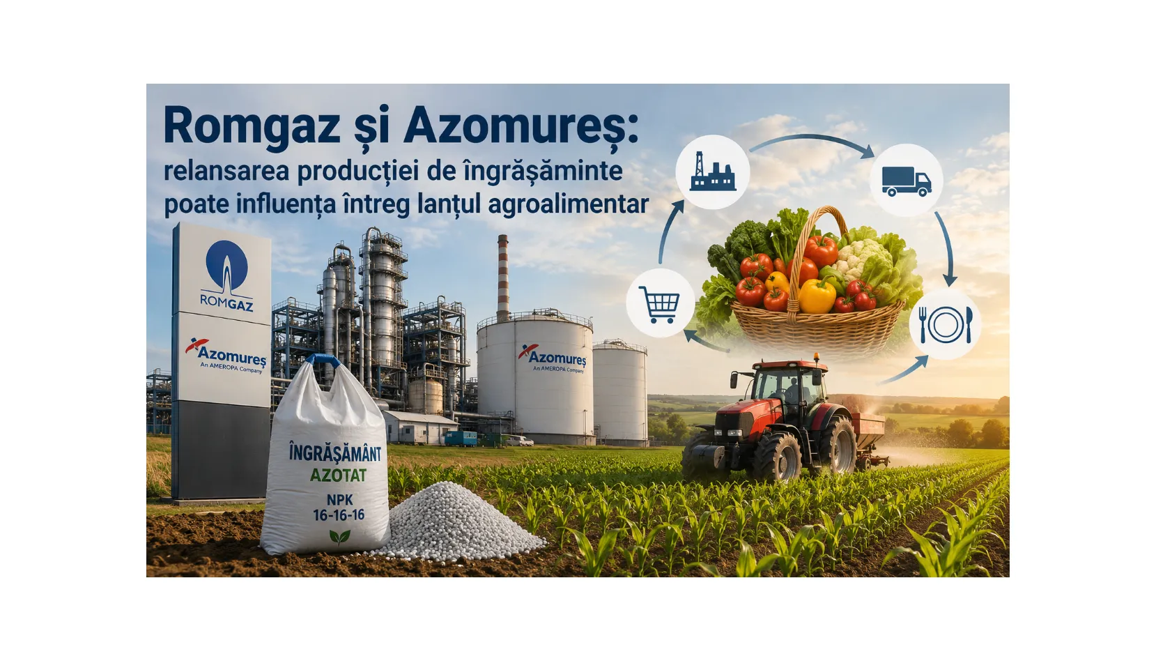 Romgaz și Azomureș: relansarea producției de îngrășăminte poate influența întreg lanțul agroalimentar
