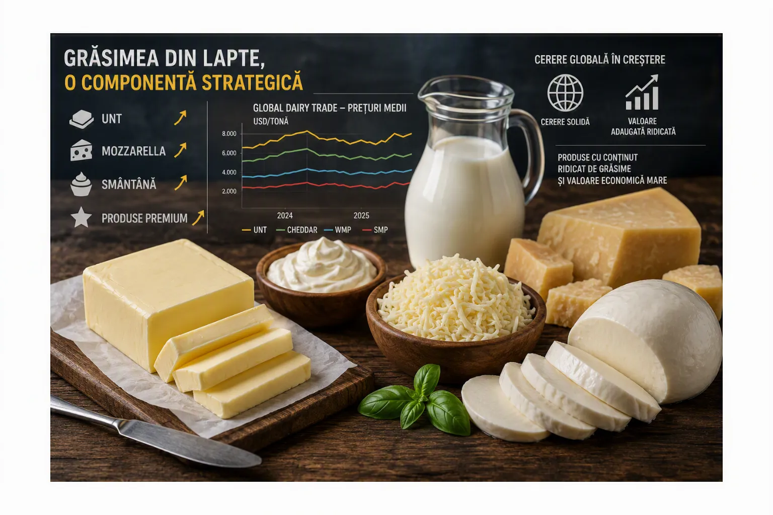 Piața mondială a produselor lactate traversează o perioadă în care componentele cu valoare adăugată ridicată ale laptelui capătă o importanță economică tot mai mare