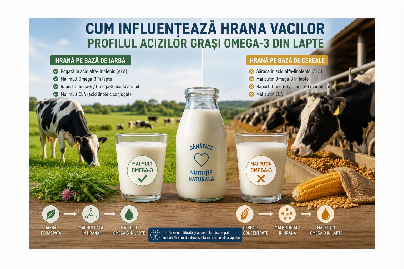 Iarba proaspătă este bogată în acid alfa-linolenic (ALA), principalul precursor vegetal al acizilor grași omega-3.