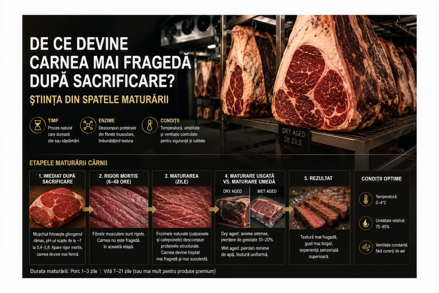 Imediat după sacrificare, alimentarea mușchilor cu oxigen încetează.