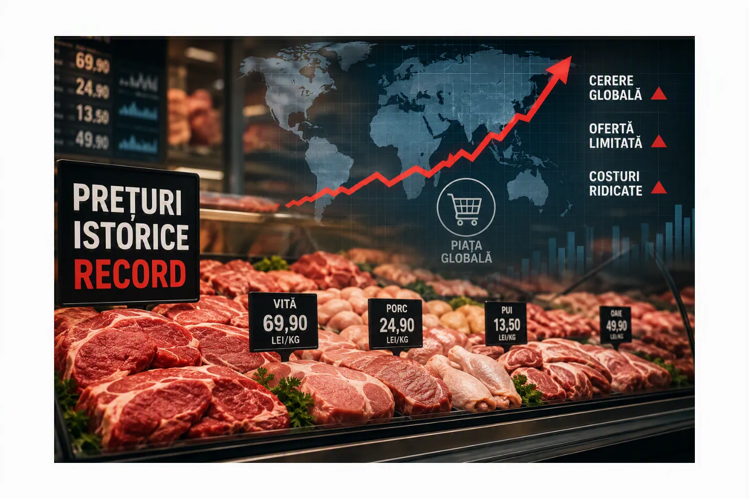 În Europa, presiunea asupra pieței este explicată prin reducerea efectivelor de bovine.