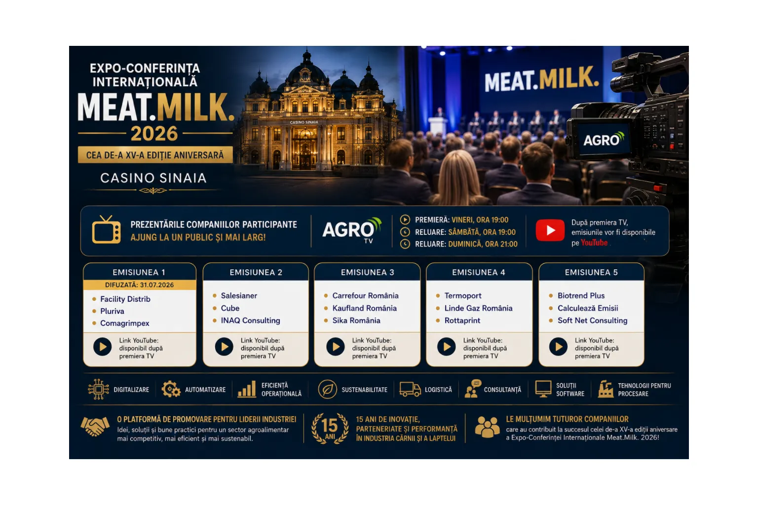 Cea de-a XV-a ediție aniversară a Expo-Conferinței Internaționale Meat.Milk., desfășurată în decorul emblematic al Casino Sinaia.
